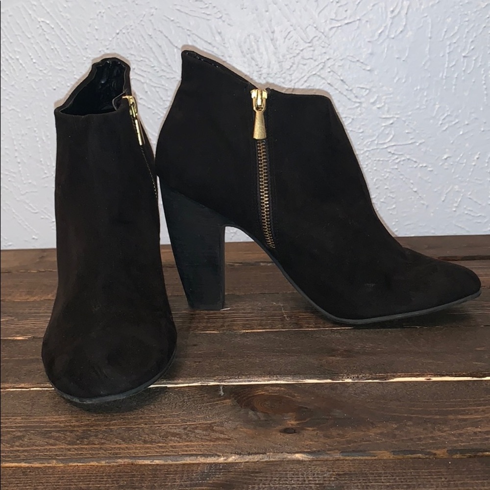 Short Black Suede Booties